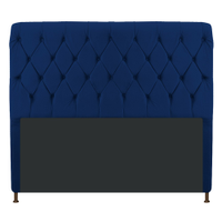 Cabeceira Estofada Cristal 195 cm King Size Com Capitonê Suede Azul Marinho - Amarena Móveis