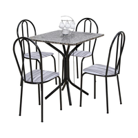 Conjunto de Mesa Thais com 4 Cadeiras Craqueado Preto Linho