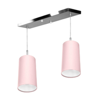 Lustre Pendente Cilindrico Duplo Base Retangular Rosa