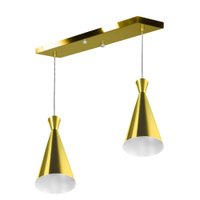 Lustre Pendente Funil Duplo Base Retangular Dourado