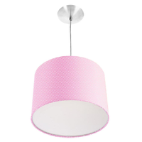 Lustre Cúpula Pendente Dome Estampado Rosa Bolinha