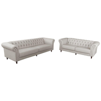 Jogo de Sofa 2 e 3 Lugares Sala de Estar Maggiore Couro Off White G58 - Gran Belo