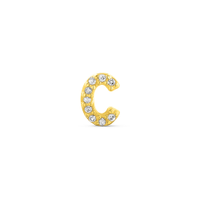 Brinco Único Letra C em Ouro Amarelo 18k com Diamantes