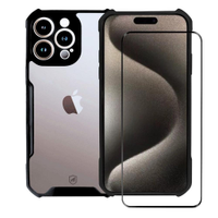 Kit Capa case capinha Dual Shock X e Pelicula Ultra Glass para iPhone 15 Pro - Gshield