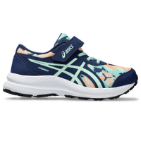 Tênis ASICS Contend 8 PS - Infantil - Azul Marinho com Verde e Laranja