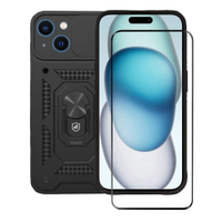 Kit Capa case capinha Dinamic Cam Protection e Pelicula Ultra Glass Preta para iPhone 15 P