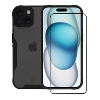 Kit Capa case capinha Dual Shock Sense e Pelicula Coverage 5D Pro Preta para iPhone 15 - G