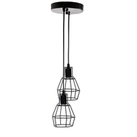 Lustre com 2 Pendentes Aramados Nu - Preto - Design Estilo Industrial