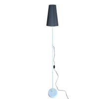 Luminária De Chão Com Cúpula De Tecido Cone - Coluna De Luz - Base Branco Cúpula Preto