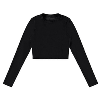 Blusa Cropped Em Veludo Preto