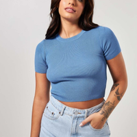 Blusa Cropped Em Malha De Tricô