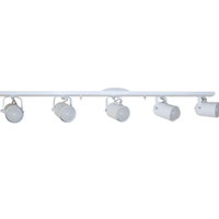 Trilho de 95cm com 05 Spots para 05 lâmpadas padrão E27 - Ideal para Sala, Quarto, Cozinha, Comércio - Bivolt 110v/220v - Branco