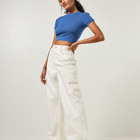 Calça Wide Leg Cargo Off-White